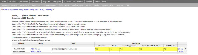 Notify: Defining Department Notification